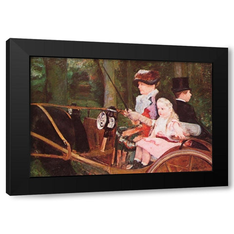 Woman And Child Driving 1879 Black Modern Wood Framed Art Print with Double Matting by Cassatt, Mary