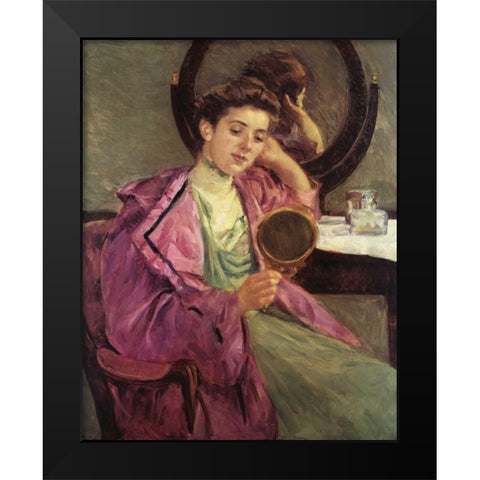 Woman At Her Toilette 1909 Black Modern Wood Framed Art Print by Cassatt, Mary