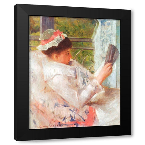 Woman Reading-Lydia 1878 Black Modern Wood Framed Art Print with Double Matting by Cassatt, Mary