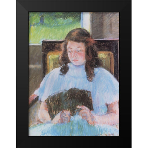 Young Girl Reading 1908 Black Modern Wood Framed Art Print by Cassatt, Mary