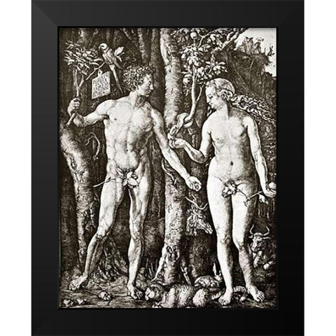 Adam And Eve Black Modern Wood Framed Art Print by Durer, Albrecht
