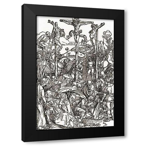 Calvary Black Modern Wood Framed Art Print by Durer, Albrecht