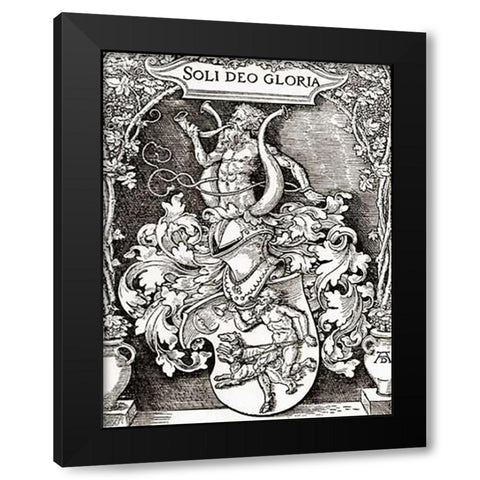 Coat Of Arms Of Johann Tscherte Black Modern Wood Framed Art Print with Double Matting by Durer, Albrecht