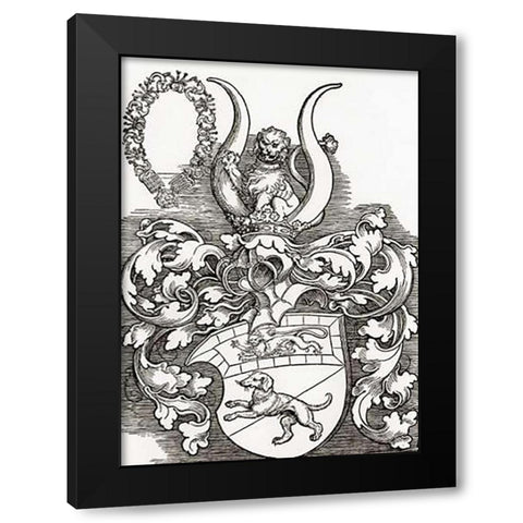 Coat Of Arms Of Lorenz Staiber Black Modern Wood Framed Art Print by Durer, Albrecht