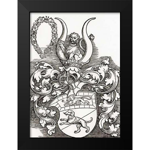 Coat Of Arms Of Lorenz Staiber Black Modern Wood Framed Art Print by Durer, Albrecht