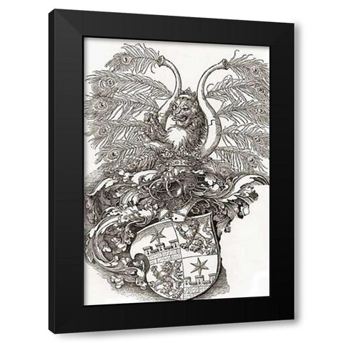 Coat Of Arms Of Roggendorff Black Modern Wood Framed Art Print with Double Matting by Durer, Albrecht