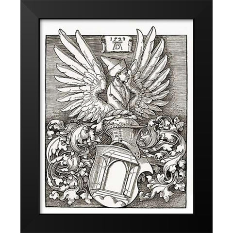 Coat Of Arms Black Modern Wood Framed Art Print by Durer, Albrecht