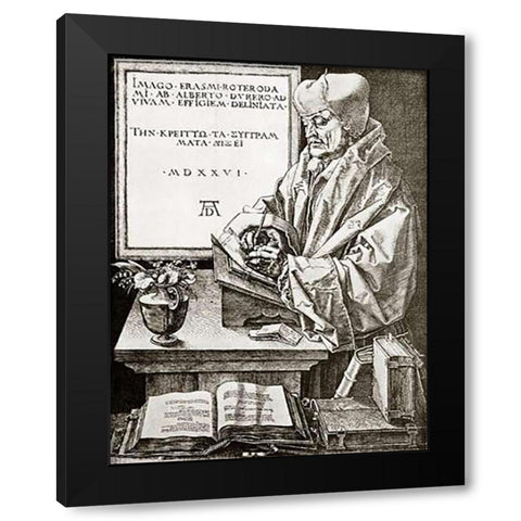 Erasmus Of Rotterdam Black Modern Wood Framed Art Print by Durer, Albrecht