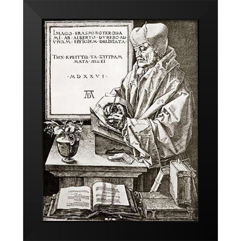 Erasmus Of Rotterdam Black Modern Wood Framed Art Print by Durer, Albrecht
