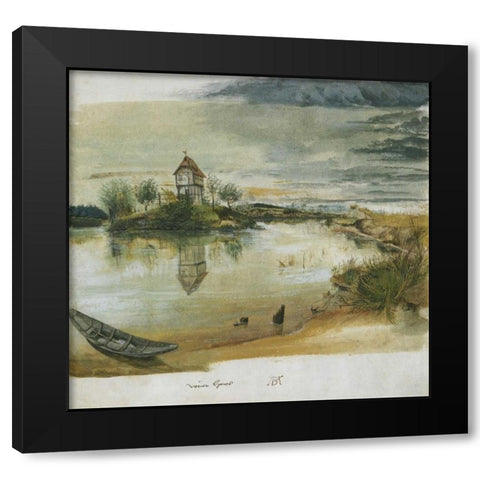 Fishermans House On A Lake Near Nuremberg Black Modern Wood Framed Art Print with Double Matting by Durer, Albrecht