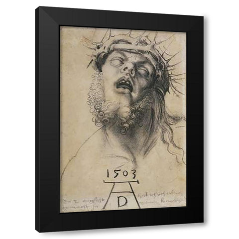 Head Of The Dead Museumist Black Modern Wood Framed Art Print with Double Matting by Durer, Albrecht
