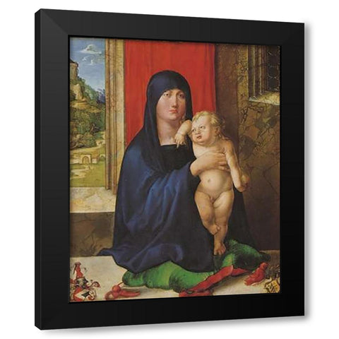 Madonna And Child Black Modern Wood Framed Art Print with Double Matting by Durer, Albrecht