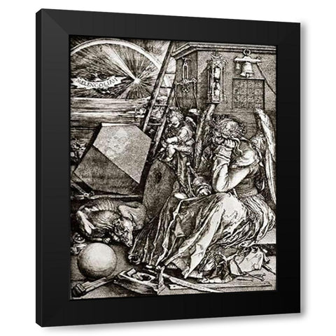 Melencolia Black Modern Wood Framed Art Print by Durer, Albrecht
