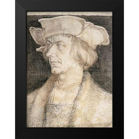 Portrait Of A Man Black Modern Wood Framed Art Print by Durer, Albrecht