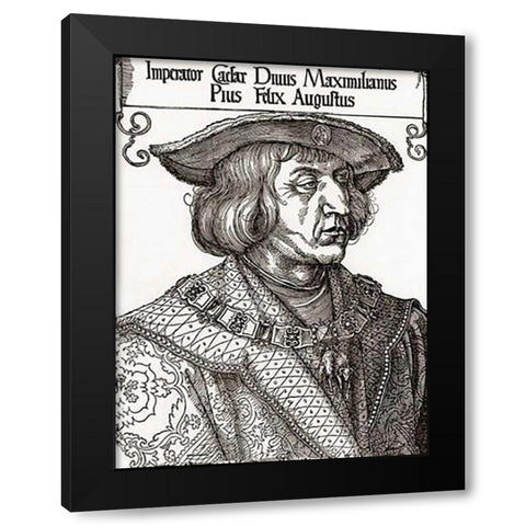 Portrait Of The Emperor Maximilian Black Modern Wood Framed Art Print by Durer, Albrecht