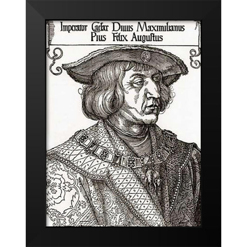 Portrait Of The Emperor Maximilian Black Modern Wood Framed Art Print by Durer, Albrecht
