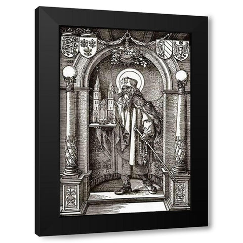 St Sebald In The Niche Black Modern Wood Framed Art Print by Durer, Albrecht