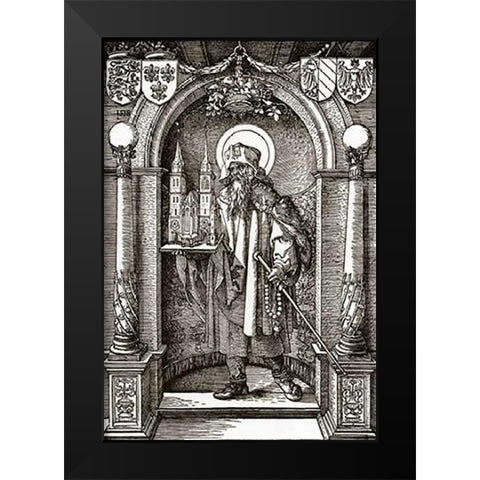 St Sebald In The Niche Black Modern Wood Framed Art Print by Durer, Albrecht