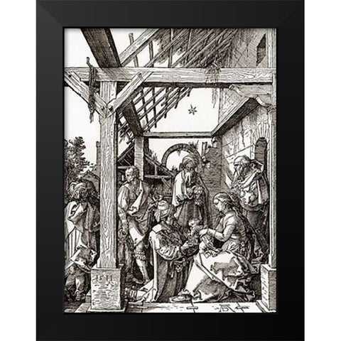 The Adoration Of The Magi Black Modern Wood Framed Art Print by Durer, Albrecht