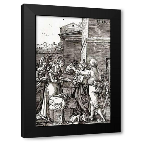 The Beheading Of St John Black Modern Wood Framed Art Print with Double Matting by Durer, Albrecht