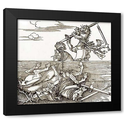 The Foreign Tournament Black Modern Wood Framed Art Print by Durer, Albrecht