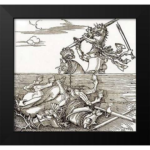 The Foreign Tournament Black Modern Wood Framed Art Print by Durer, Albrecht