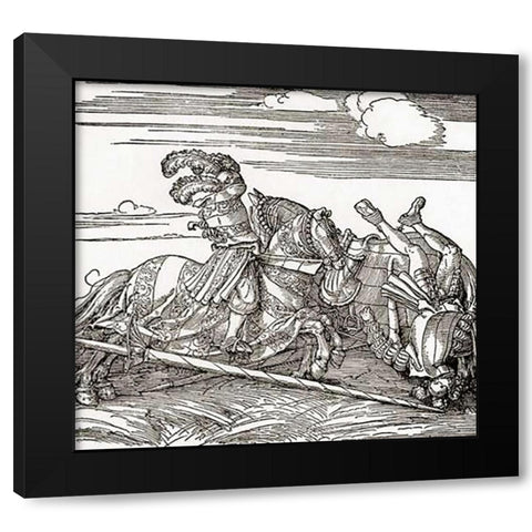 The German Tournament Black Modern Wood Framed Art Print by Durer, Albrecht
