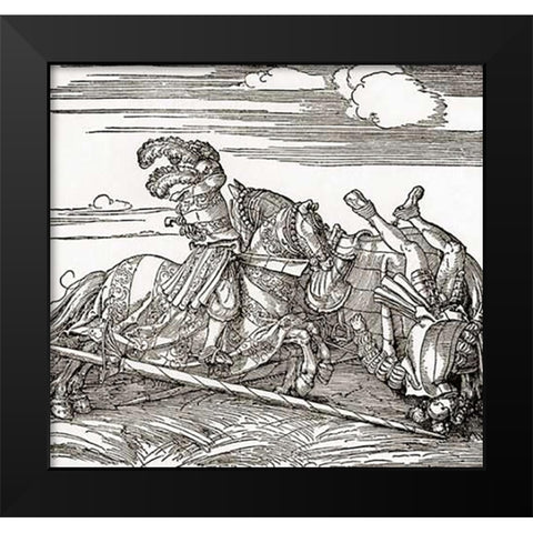 The German Tournament Black Modern Wood Framed Art Print by Durer, Albrecht