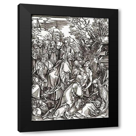 The Great Passion 7 Black Modern Wood Framed Art Print by Durer, Albrecht