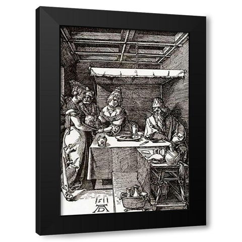 The Head Of St John The Baptist Brought To Herod Black Modern Wood Framed Art Print by Durer, Albrecht