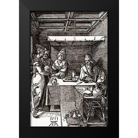 The Head Of St John The Baptist Brought To Herod Black Modern Wood Framed Art Print by Durer, Albrecht