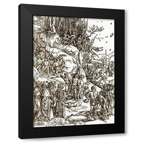The Martyrdom Of Ten Thousand Museumistians Black Modern Wood Framed Art Print by Durer, Albrecht