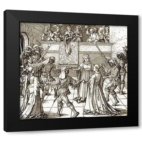 The Masquerade Black Modern Wood Framed Art Print by Durer, Albrecht