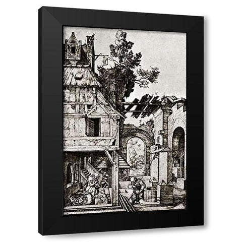 The Nativity Black Modern Wood Framed Art Print by Durer, Albrecht