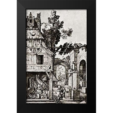 The Nativity Black Modern Wood Framed Art Print by Durer, Albrecht