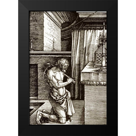 The Penitent Black Modern Wood Framed Art Print by Durer, Albrecht