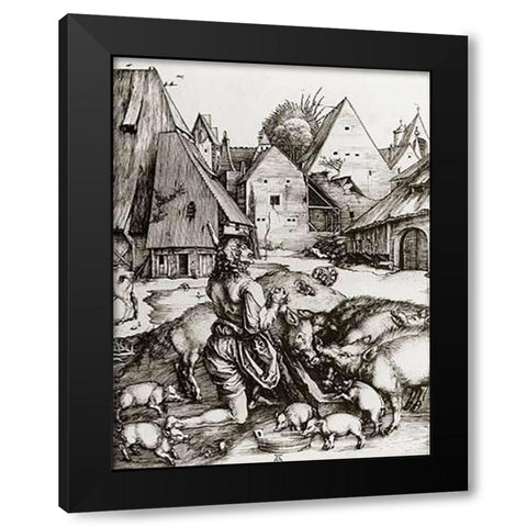 The Prodigal Son Black Modern Wood Framed Art Print with Double Matting by Durer, Albrecht