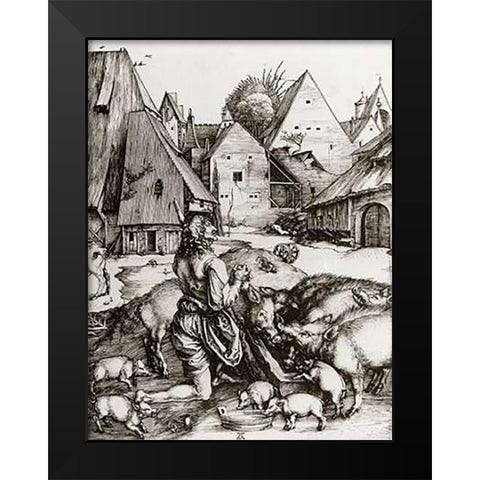 The Prodigal Son Black Modern Wood Framed Art Print by Durer, Albrecht