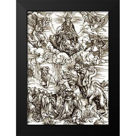 The Revelation Of St John 12 Black Modern Wood Framed Art Print by Durer, Albrecht