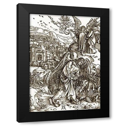 The Revelation Of St John 15 Black Modern Wood Framed Art Print by Durer, Albrecht