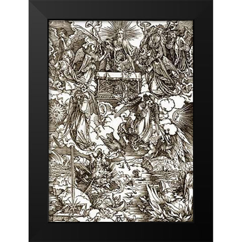 The Revelation Of St John 7 Black Modern Wood Framed Art Print by Durer, Albrecht