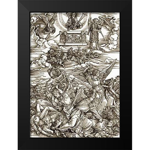 The Revelation Of St John 8 Black Modern Wood Framed Art Print by Durer, Albrecht