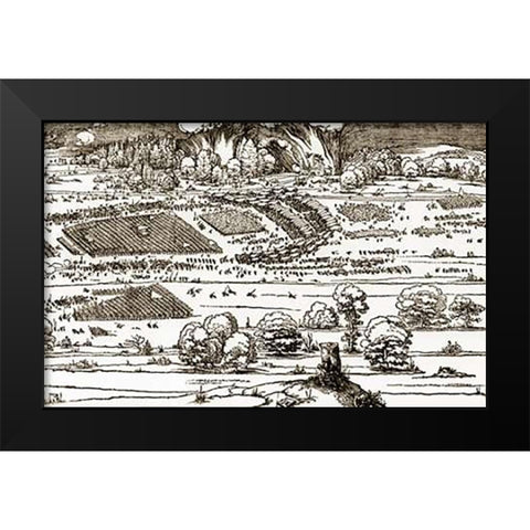 The Siege Of A Fortress Black Modern Wood Framed Art Print by Durer, Albrecht