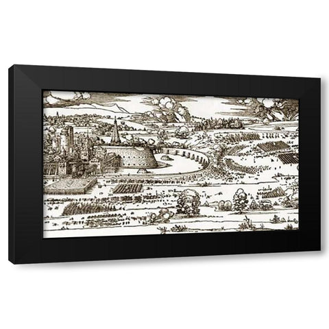 The Siege Of A Fortress 2 Black Modern Wood Framed Art Print with Double Matting by Durer, Albrecht