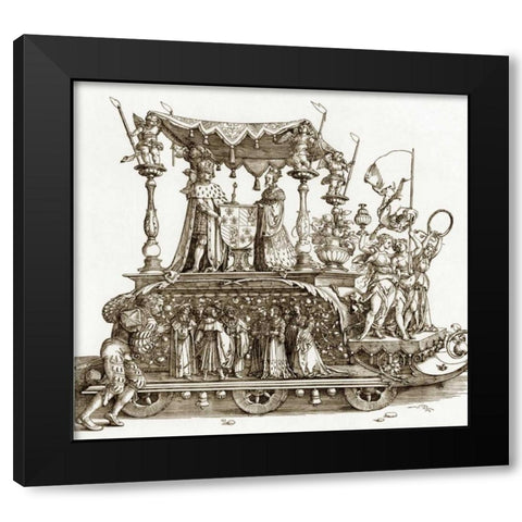The Small Triumphal Car Black Modern Wood Framed Art Print by Durer, Albrecht