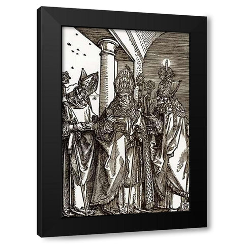 The Three Bishops Black Modern Wood Framed Art Print with Double Matting by Durer, Albrecht