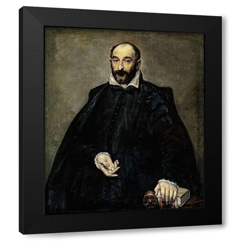Portrait Of A Man Black Modern Wood Framed Art Print with Double Matting by Greco, El