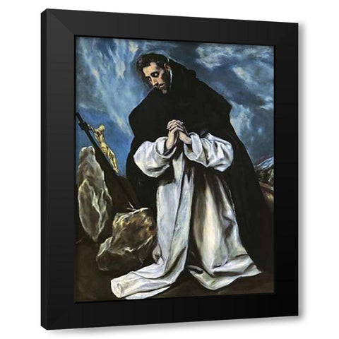 Saint Dominic In Prayer Black Modern Wood Framed Art Print by Greco, El
