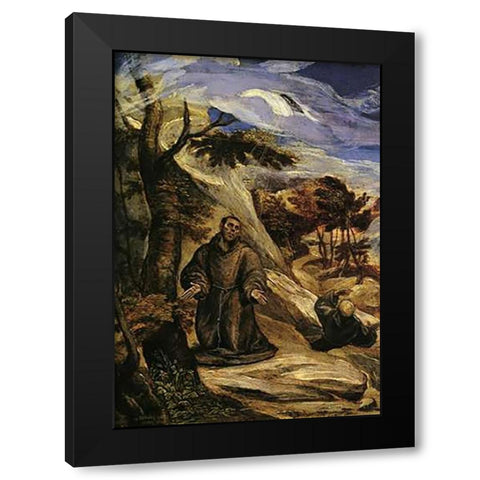 Saint Francis Receiving The Stigmata Black Modern Wood Framed Art Print by Greco, El