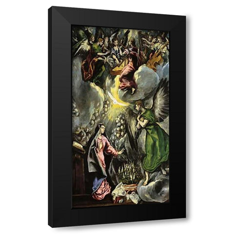 The Annunciation Black Modern Wood Framed Art Print with Double Matting by Greco, El